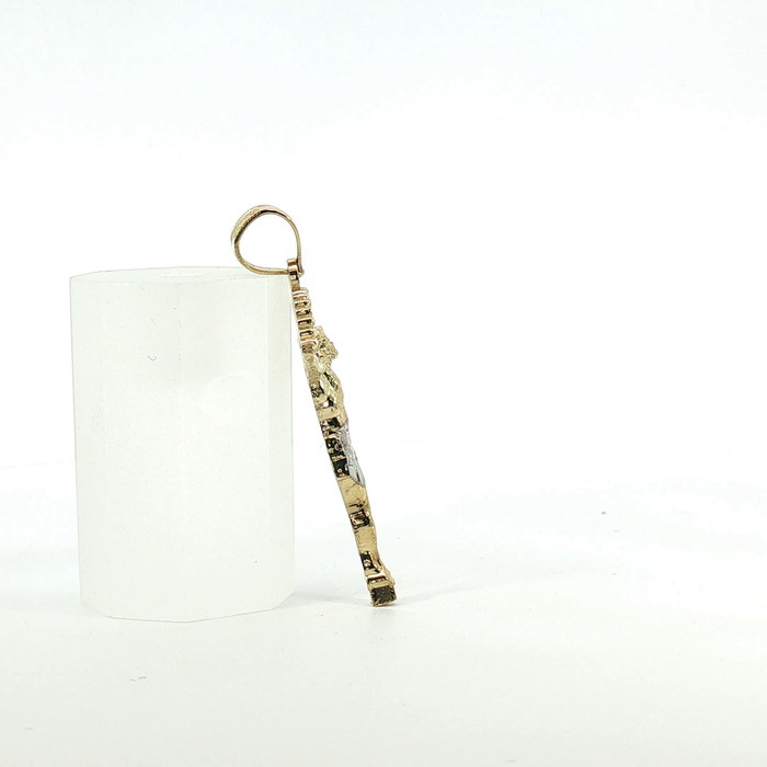 10k Two-Tone Yellow Gold Crucifix Pendant with Halo Detail
