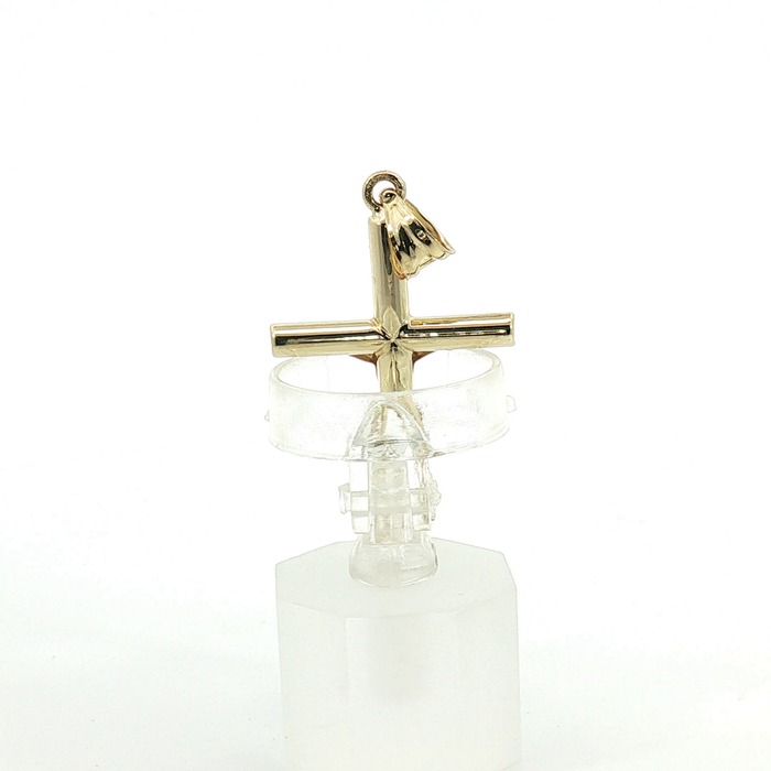 10k Two-Tone Yellow Gold Crucifix Pendant with Silver Corpus