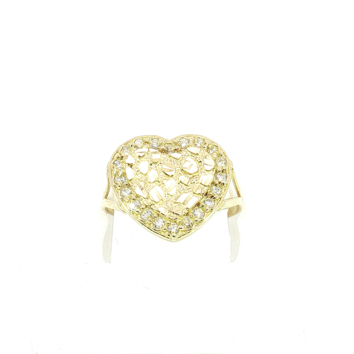 10K Yellow Gold and CZ Heart Ring