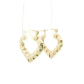 10K Yellow Gold Bamboo-Textured Heart Hoop Earrings