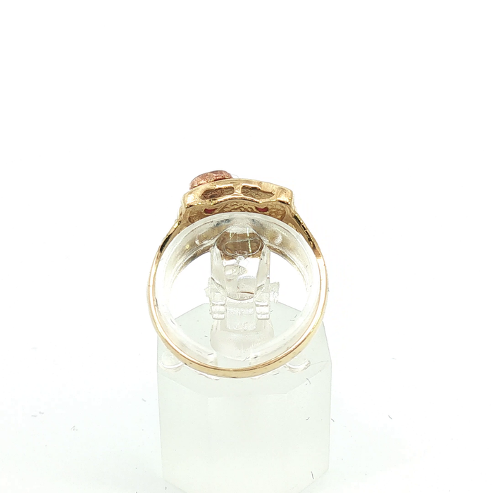 10K Yellow Gold Cat Ring with Pink Stones
