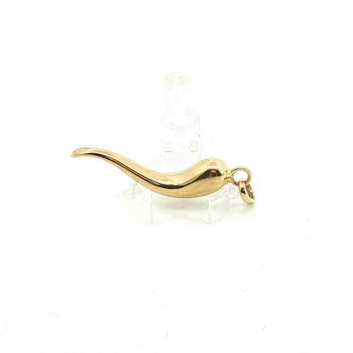 10K Yellow Gold Cornicello Italian Horn Charm Pendant