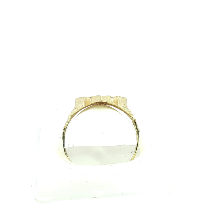 10K Yellow Gold Cross Ring with Nugget Band