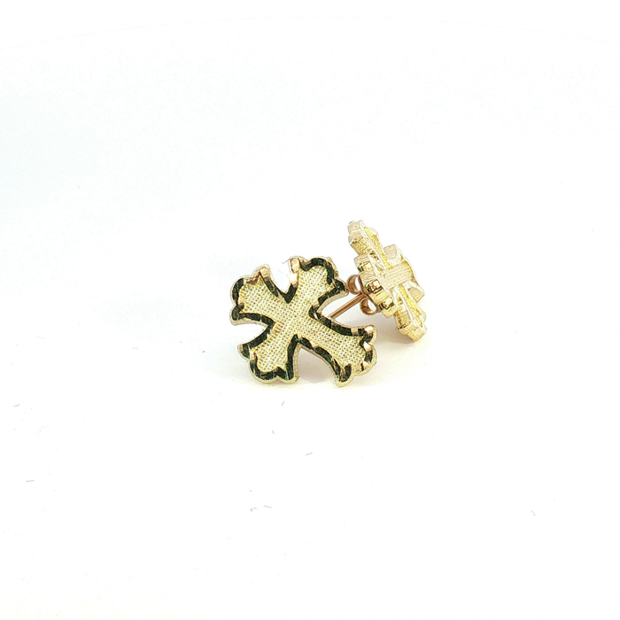 10K Yellow Gold Cross Stud Earrings