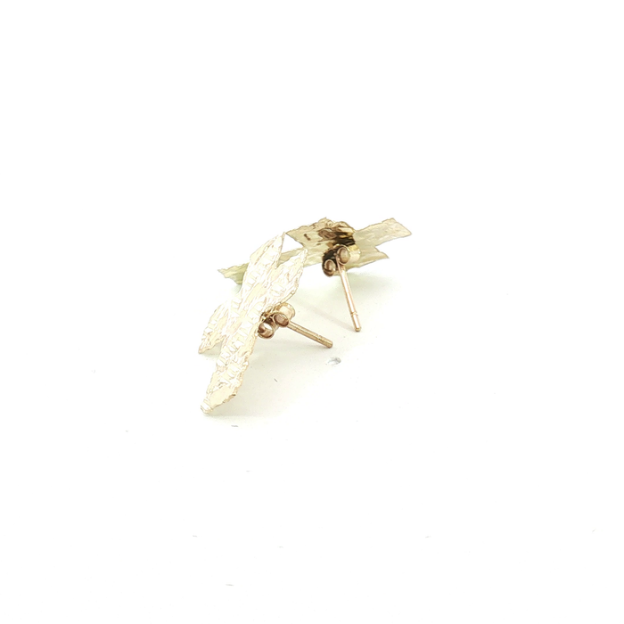 10K Yellow Gold Cross Stud Earrings