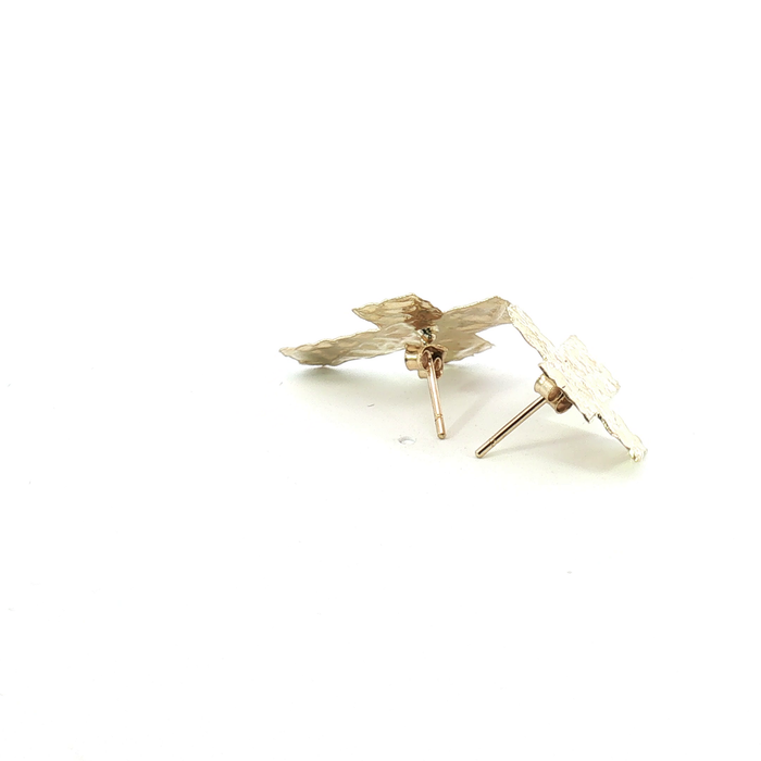 10K Yellow Gold Cross Stud Earrings