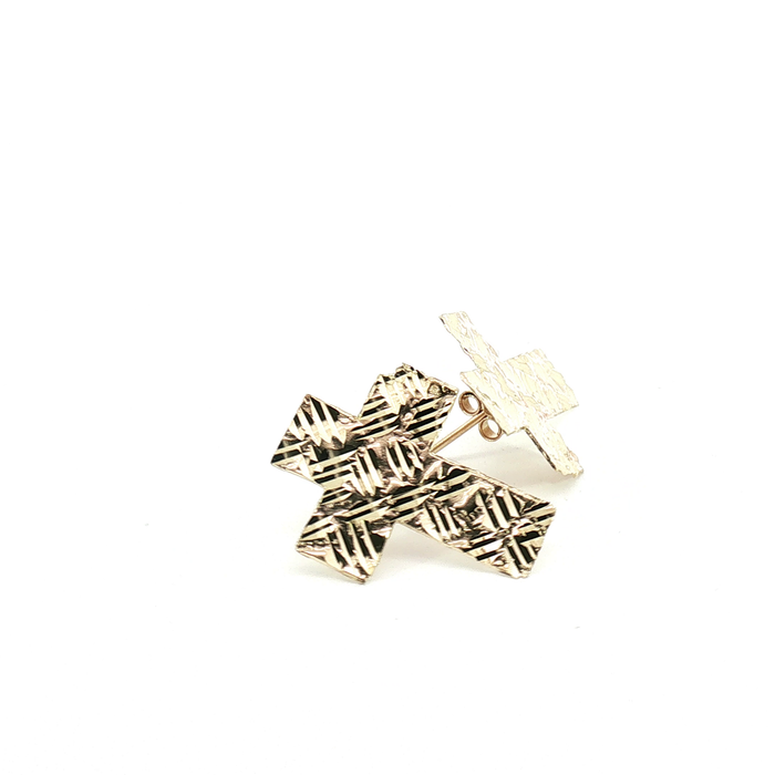 10K Yellow Gold Cross Stud Earrings