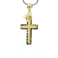 10K Yellow Gold Crown Cross Pendant