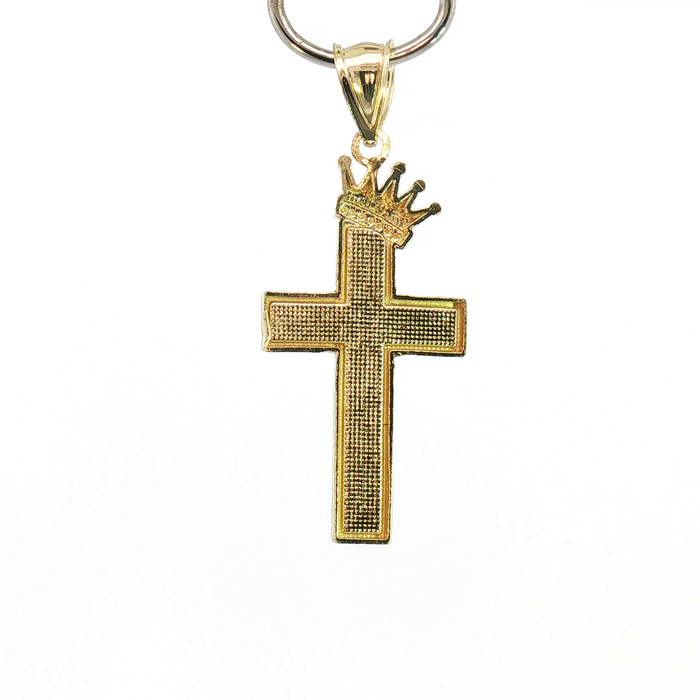 10K Yellow Gold Crown Cross Pendant
