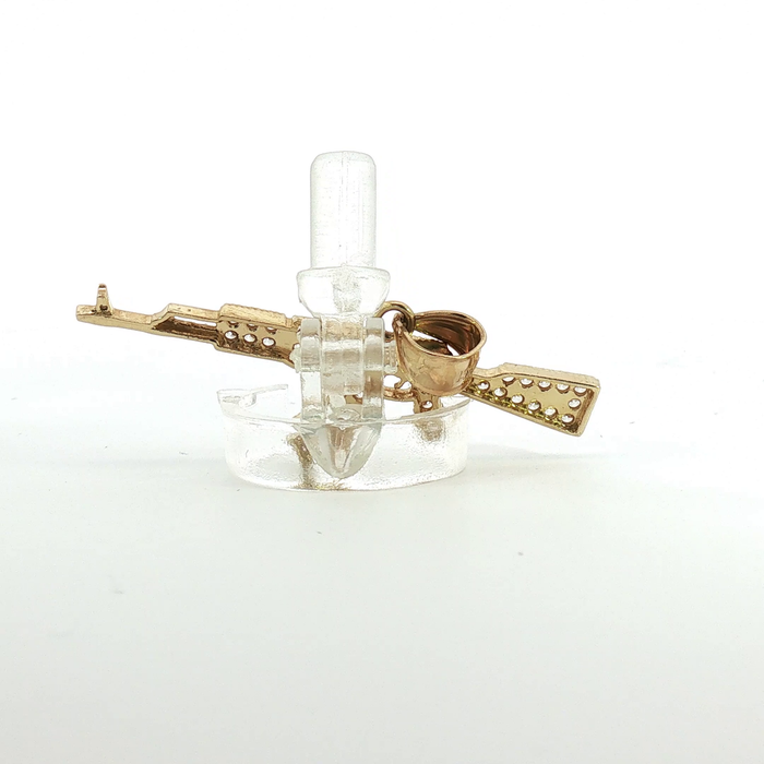 10K Yellow Gold Crystal AK Pendant - Small