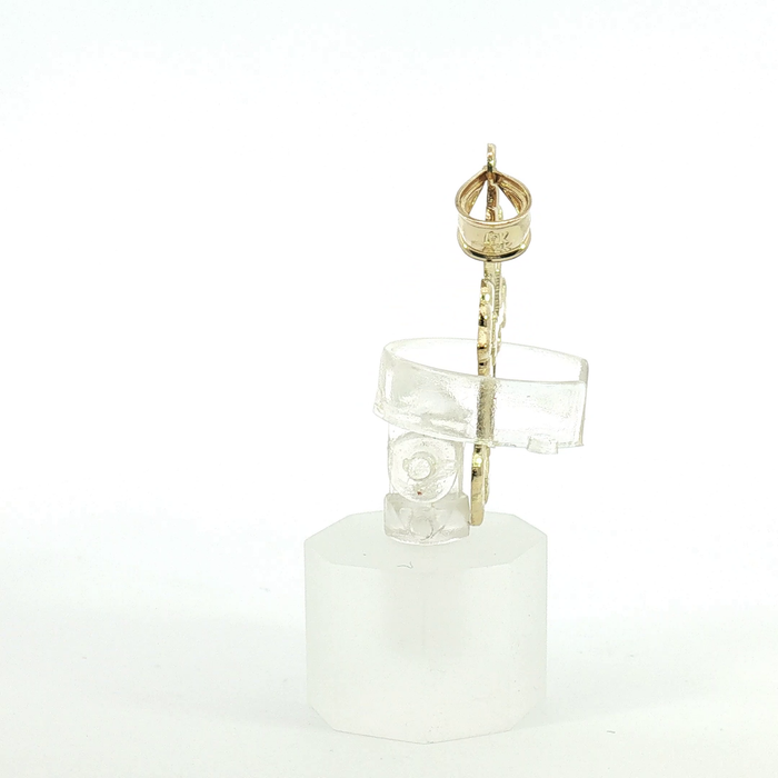 10k Yellow Gold Diamond-Cut Fleur-de-Lis Cross Pendant