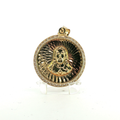 10K Yellow Gold Diamond-Cut Jesus Pendant with crystal Halo