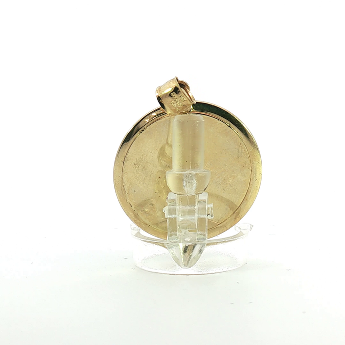 10K Yellow Gold Diamond-Cut Jesus Pendant with crystal Halo
