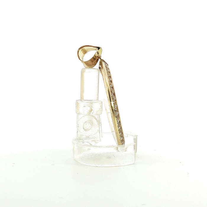 10K Yellow Gold Diamond-Cut Jesus Pendant with crystal Halo