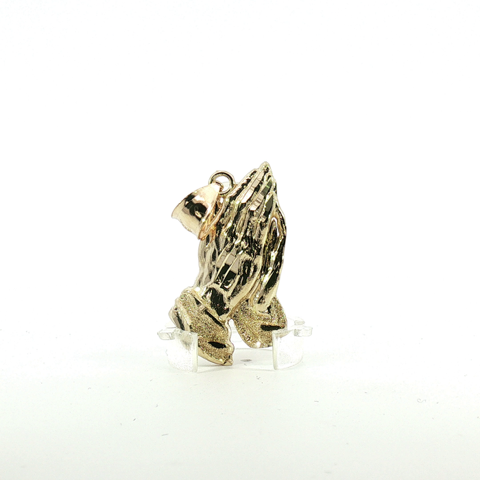 10K Yellow Gold Diamond-Cut Praying Hands Pendant - XSmall