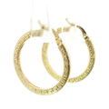 10K Yellow Gold Greek Key Pattern Hoop Earrings