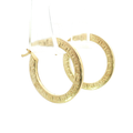 10K Yellow Gold Greek Key Pattern Hoop Earrings