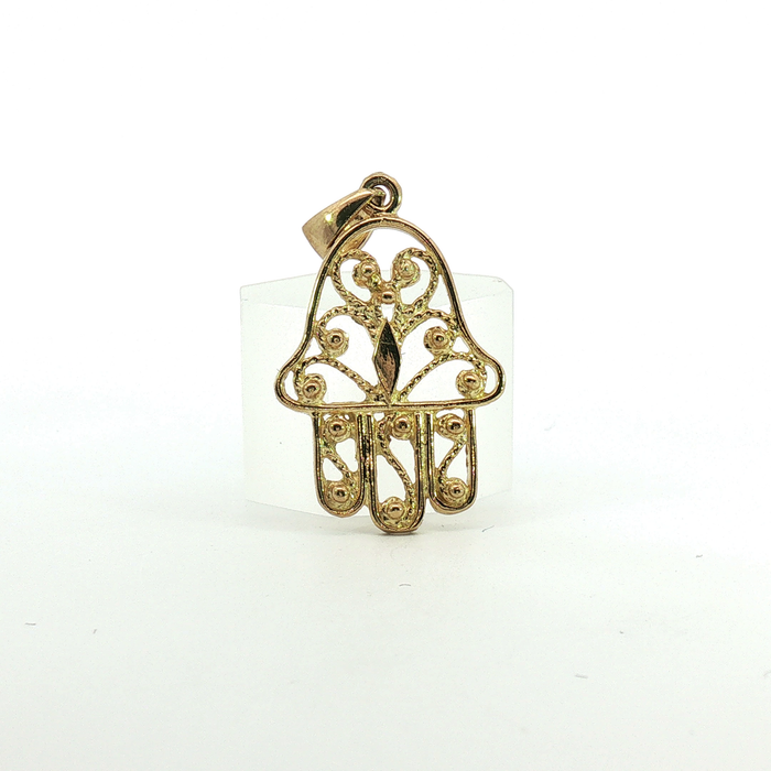 10K Yellow Gold Hamsa Hand Pendant