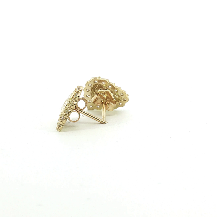10K Yellow Gold Heart Halo Stud Earrings