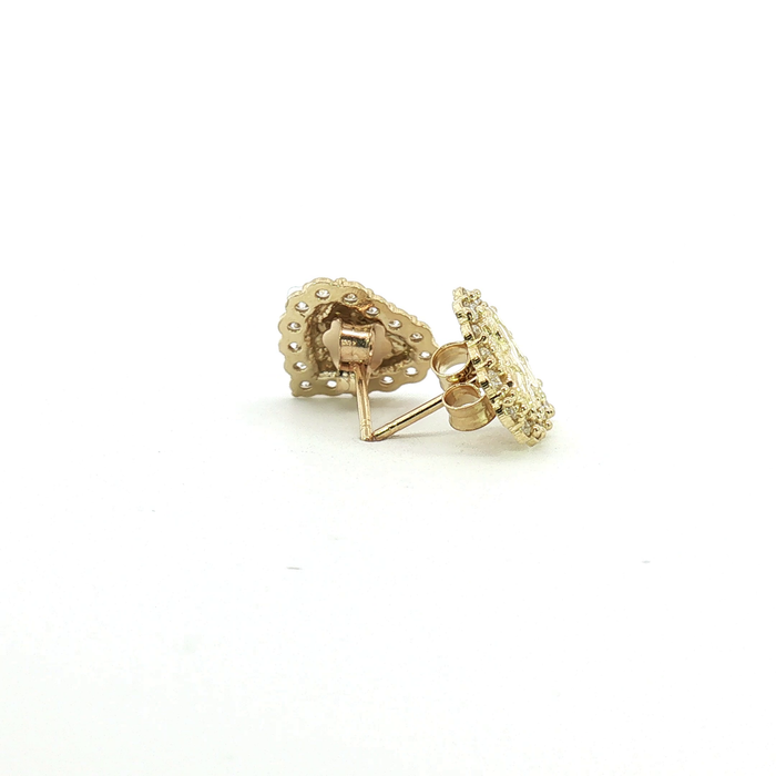10K Yellow Gold Heart Halo Stud Earrings
