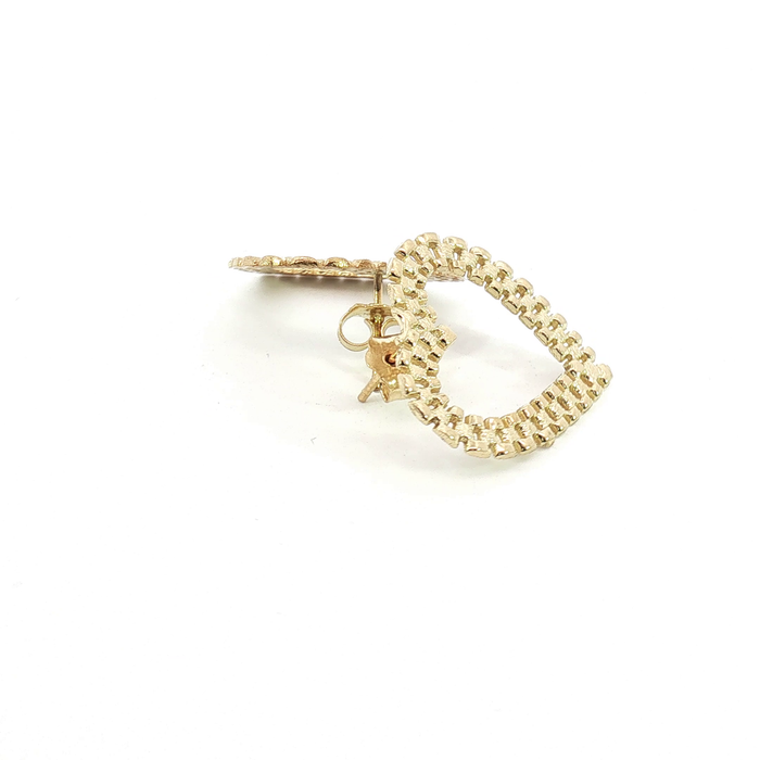 10K Yellow Gold Heart Link Stud Earrings - Medium