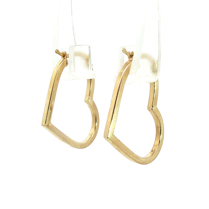 10K Yellow Gold Heart-Shaped Hoop Earrings