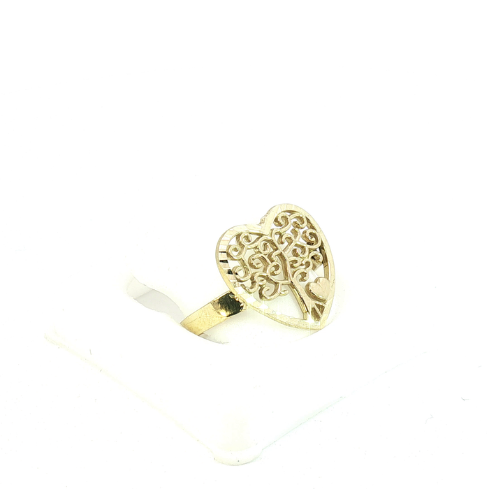 10K Yellow Gold Heart-Shaped Tree of Life Ring
