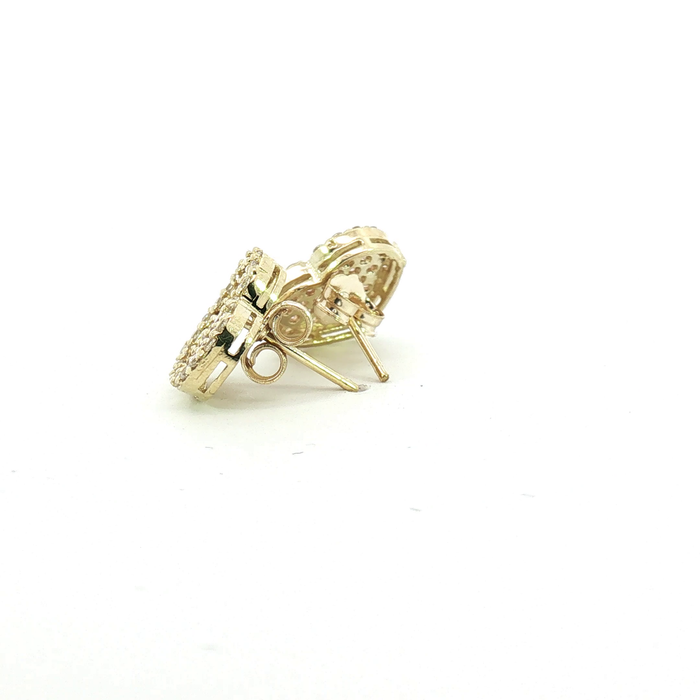 10K Yellow Gold Heart Stud Earrings with Pink and Colorless Diamonds