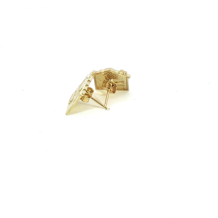 10K Yellow Gold House Stud Earrings