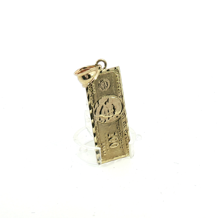 10k Yellow Gold Hundred Dollar Bill Money Pendant