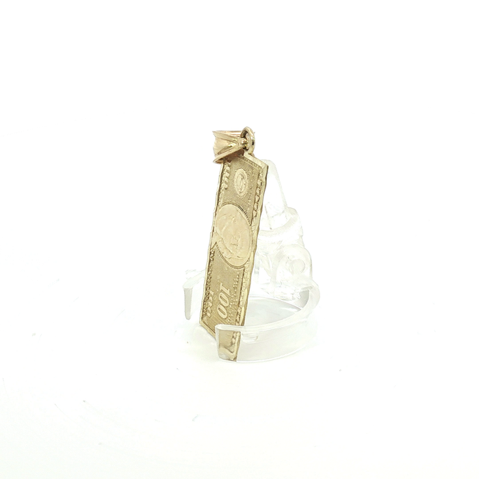 10k Yellow Gold Hundred Dollar Bill Money Pendant