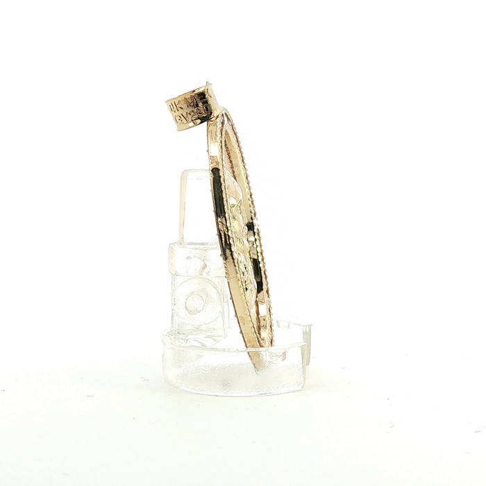 10K Yellow Gold Jesus crystal Halo Oval Pendant