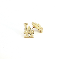10K Yellow Gold LA Logo Diamond-Cut Stud Earrings