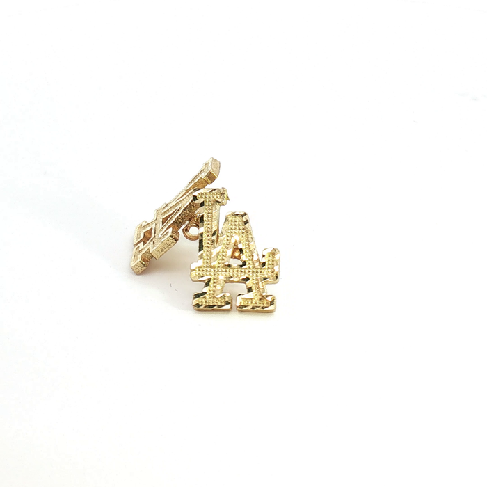 10K Yellow Gold LA Logo Diamond-Cut Stud Earrings