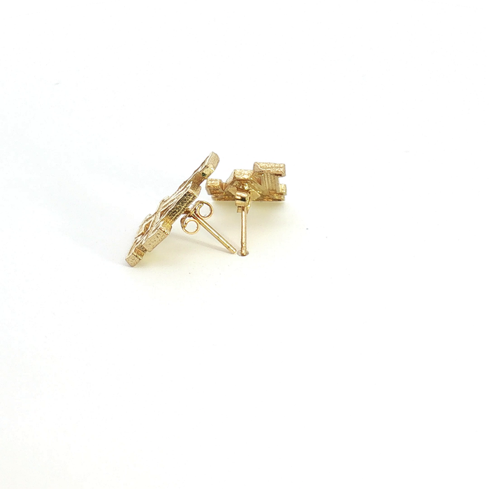 10K Yellow Gold LA Logo Diamond-Cut Stud Earrings