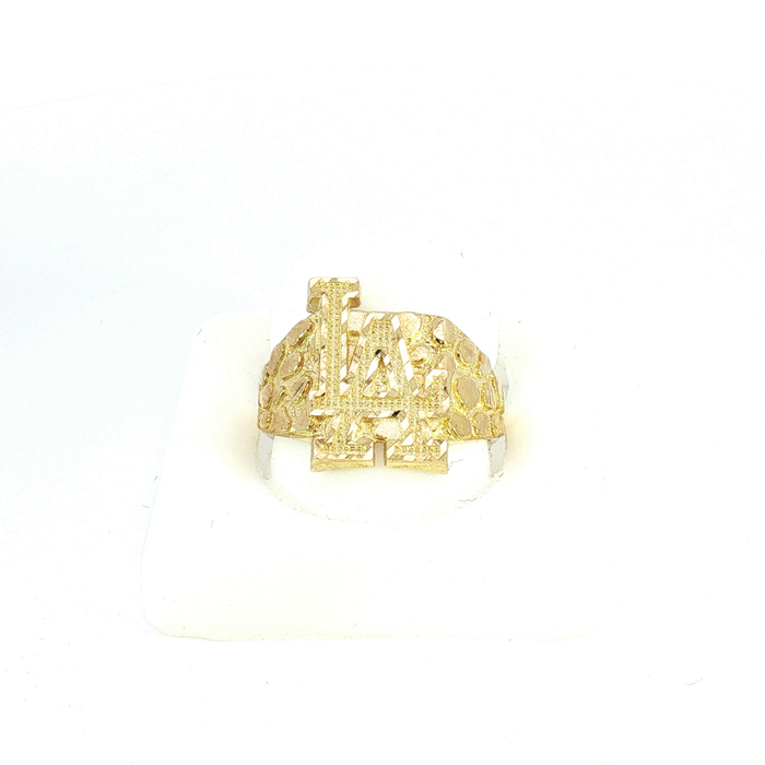 10K Yellow Gold LA Logo Nugget Ring