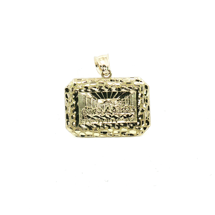 10k Yellow Gold Last Supper Engraved Pendant with Border