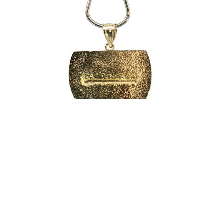 10K Yellow Gold Last Supper Pendant with Greek Key Border