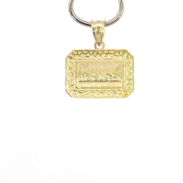 10K Yellow Gold Last Supper Pendant with Textured Border