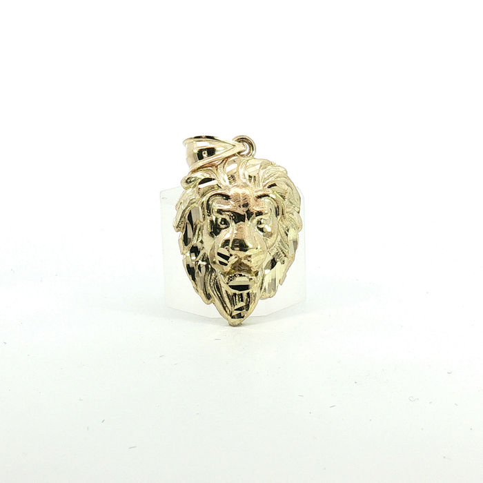 10K Yellow Gold Lion Head Statement Pendant - Small