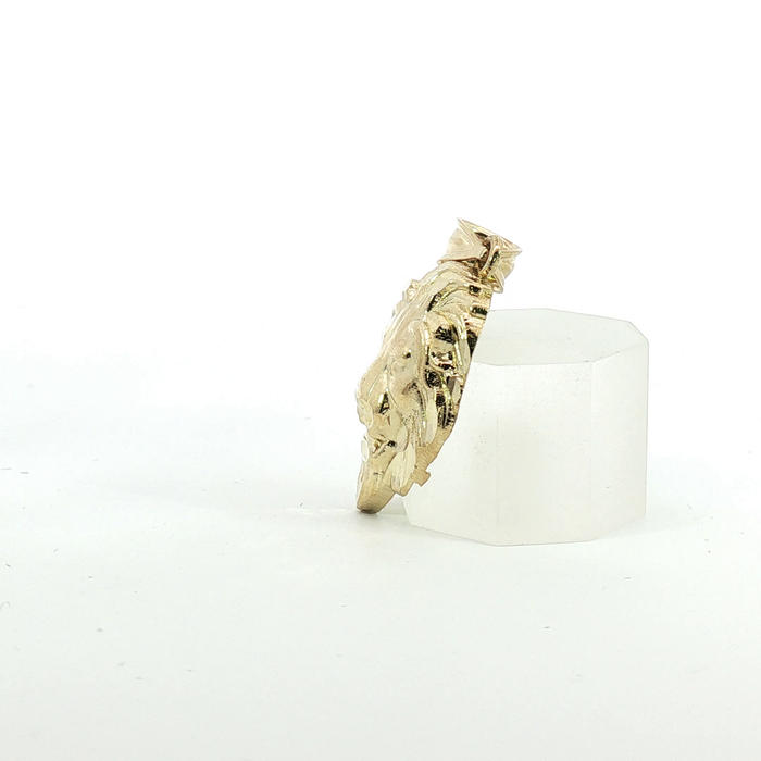 10K Yellow Gold Lion Head Statement Pendant - Small