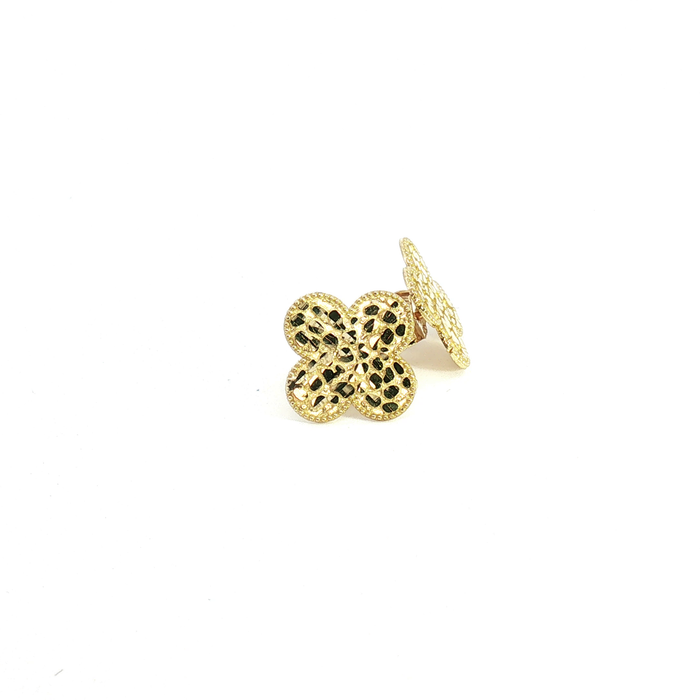 10K Yellow Gold Nugget Clover Stud Earrings