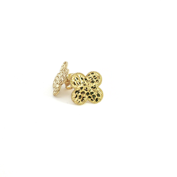 10K Yellow Gold Nugget Clover Stud Earrings