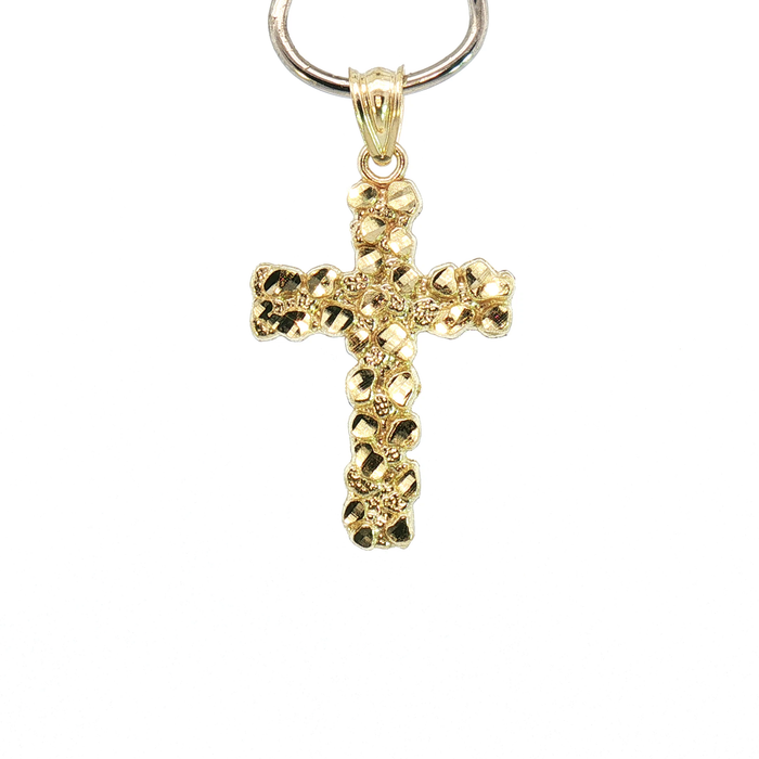 10K Yellow Gold Nugget Cross Pendant