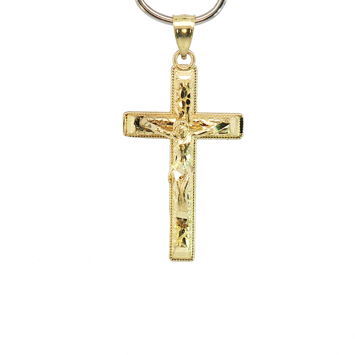 10K Yellow Gold Nugget Cross Pendant