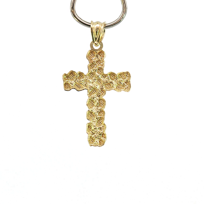 10K Yellow Gold Nugget Cross Pendant