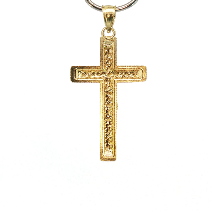 10K Yellow Gold Nugget Cross Pendant