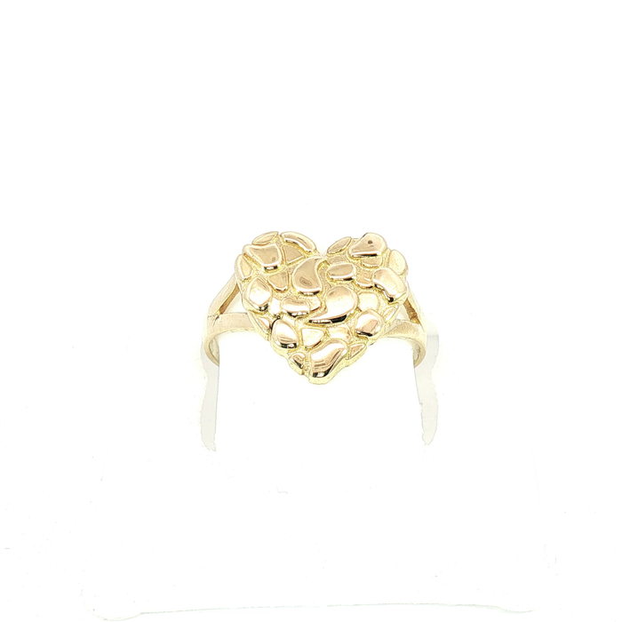 10K Yellow Gold Nugget Heart Ring