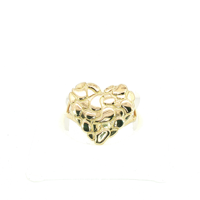 10K Yellow Gold Nugget Heart Ring
