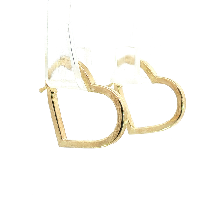 10K Yellow Gold Open Heart Hoop Earrings